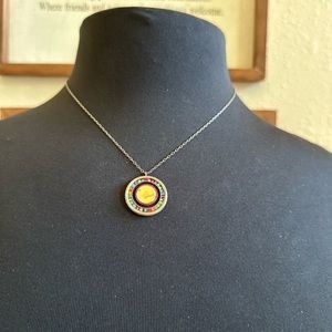 Vintage Firefly Round Green Necklace